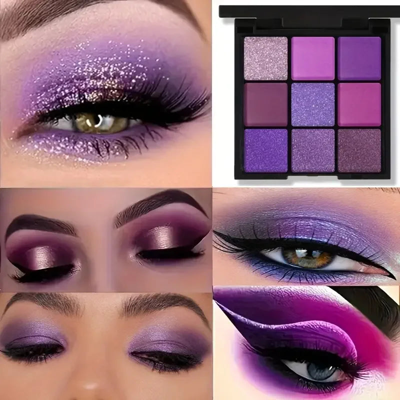 Luxurious Purple Eyeshadow Palette – 9 Matte & Shimmer Shades