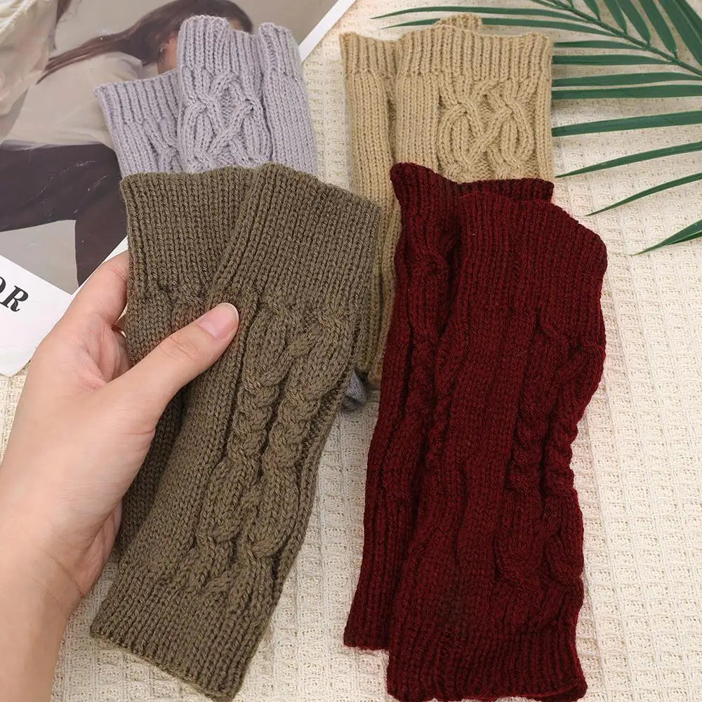 Half Finger Gloves for Women Winter Soft Warm Wool