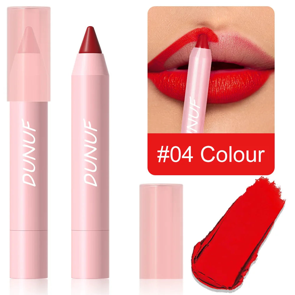 18-Colors Lipstick Pencil - Waterproof Sexy Red Matte Lip Contour Tint