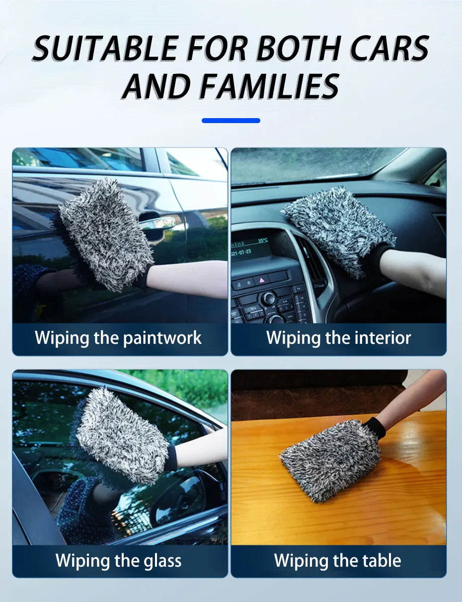 SEAMETAL Microfiber Car Wash Brush & Cleaning Gloves