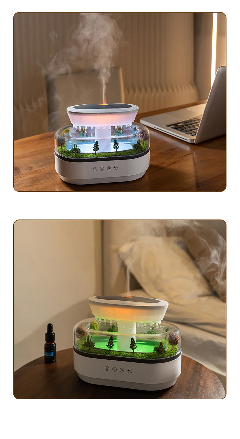 Raindrop Aroma Humidifier with Colorful Light & White Noise