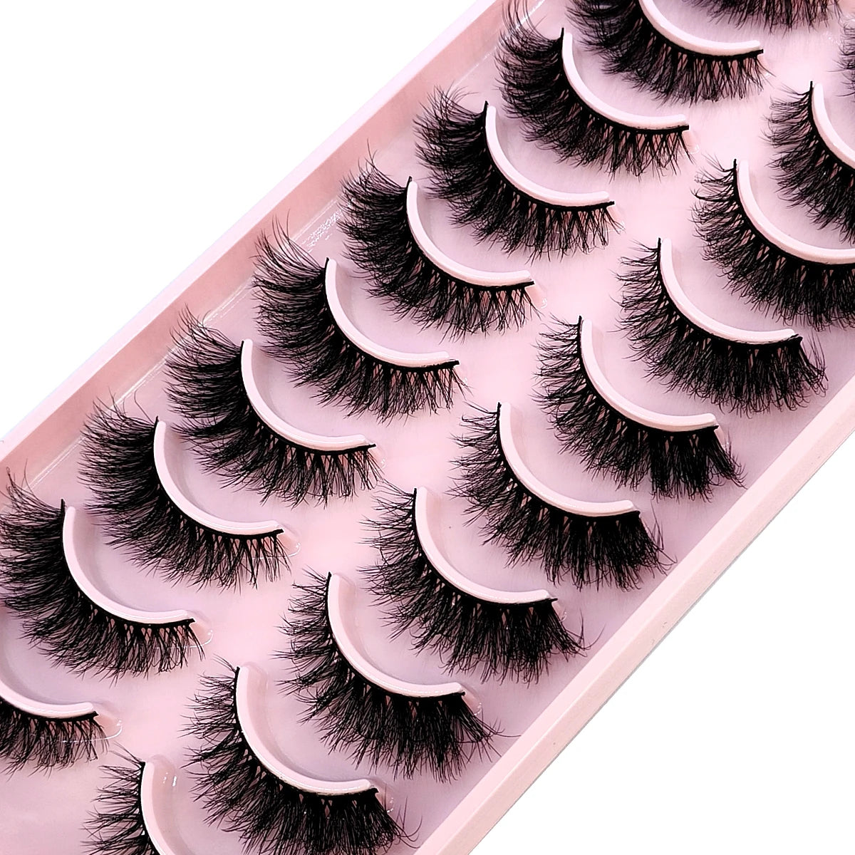 10 Pairs Faux Mink 3D Curly Eyelashes – Handmade Natural Look