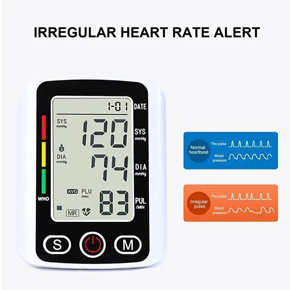 Portable Tonometer Digital Tensiometer Heart Rate Monitor Arm Blood Pressure Monitor BP Equipment Automatic Professional Medical