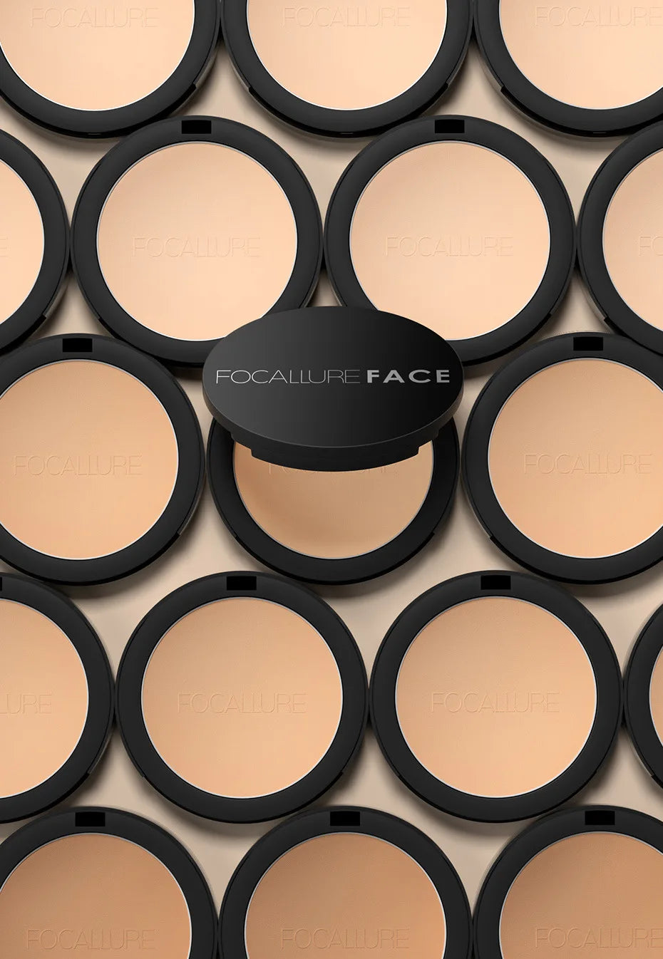 : FOCALLURE 3-Color Pressed Powder Foundation – Oil Control & Brightening