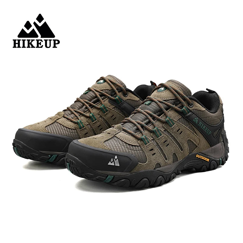 HIKEUP Men’s Suede Leather Hiking Shoes – Outdoor Trekking Sneakers