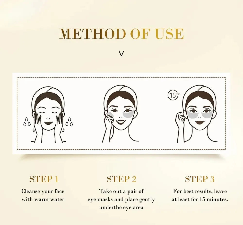 60pcs Golden Collagen Eye Masks – Hydrating & Revitalizing