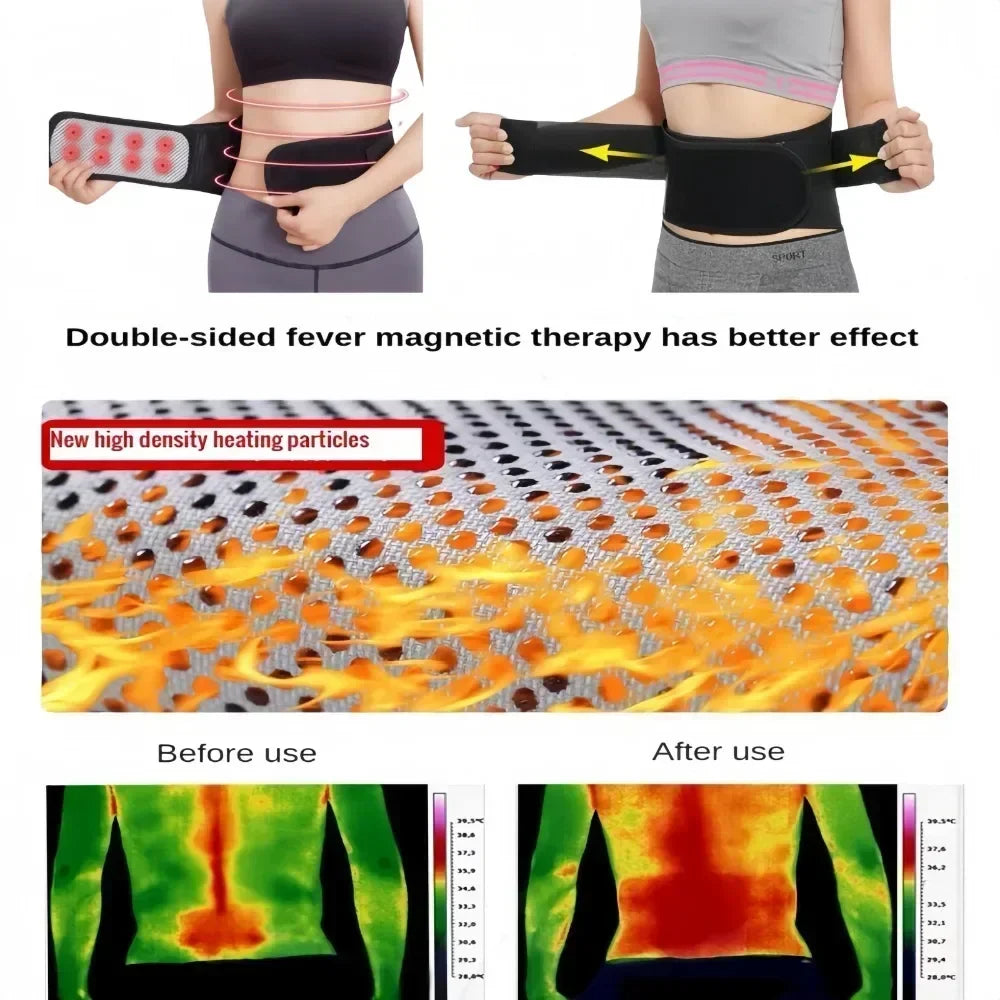 Adjustable Tourmaline Self-Heating Magnetic Therapy Lumbar Support Belt