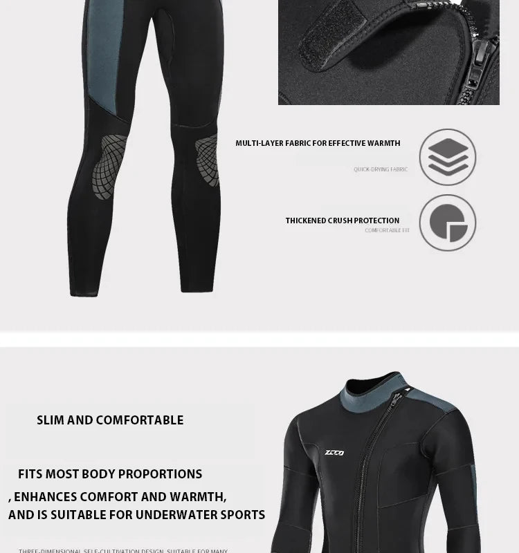 5mm Neoprene Long-Sleeve Diving Wetsuit for Men & Women