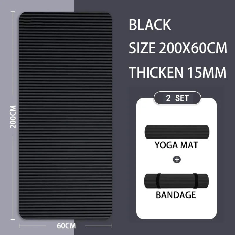 15MM Thick Non-Slip Yoga Mat – High-Density Fitness Support