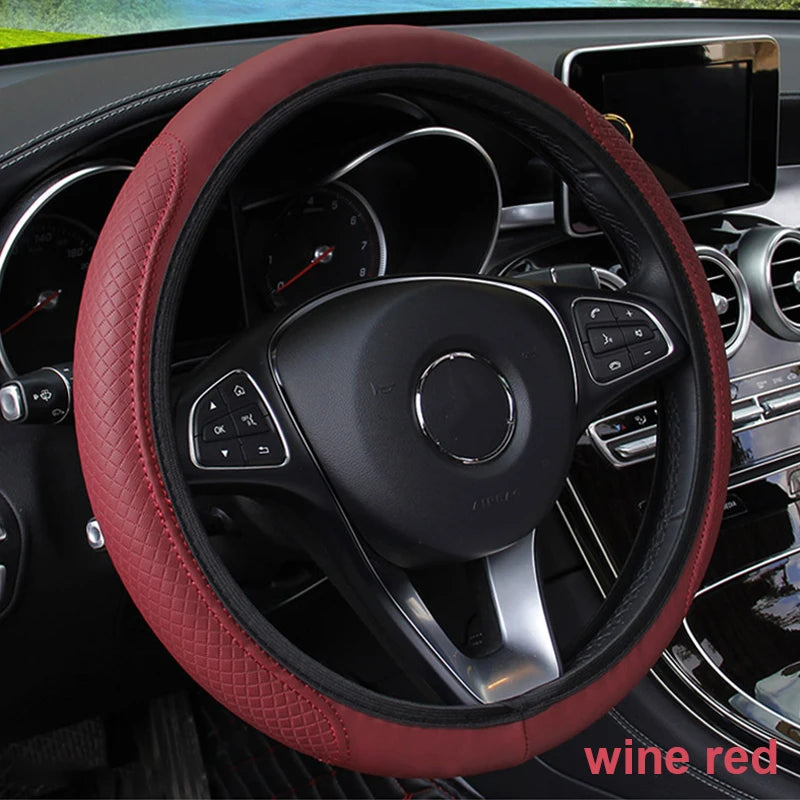 Universal Microfiber Leather Steering Wheel Cover (37-39cm)