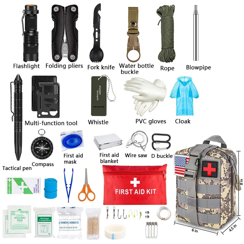 Survival First Aid Kit – Tactical Emergency Trauma Bag for Camping & Hiking