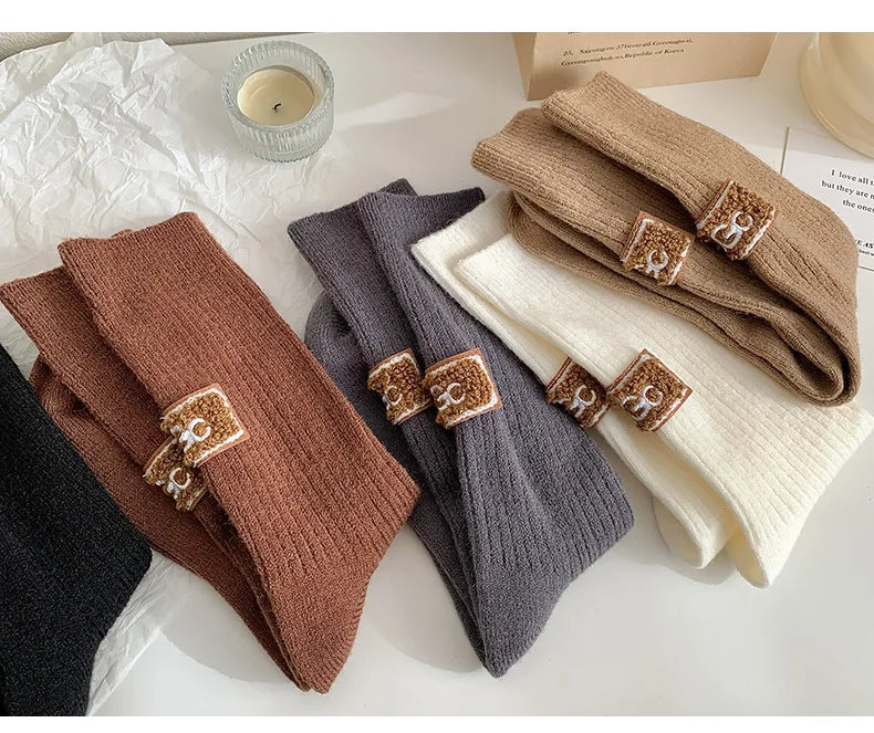 5 Pairs Winter Cashmere Wool Socks for Women: