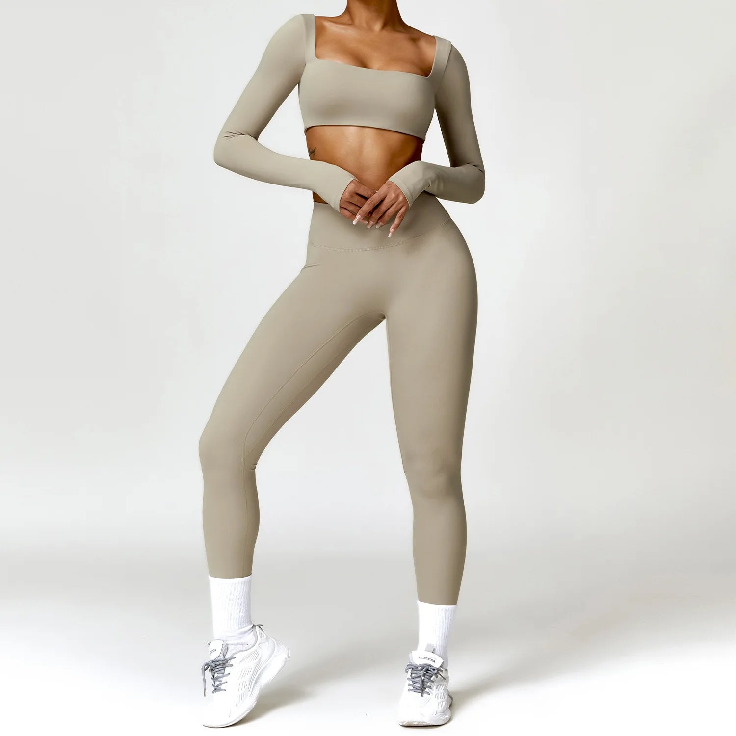 Women's 2PCS Quick-Dry Yoga Set – Long Sleeve Sports Shirt & Leggings
