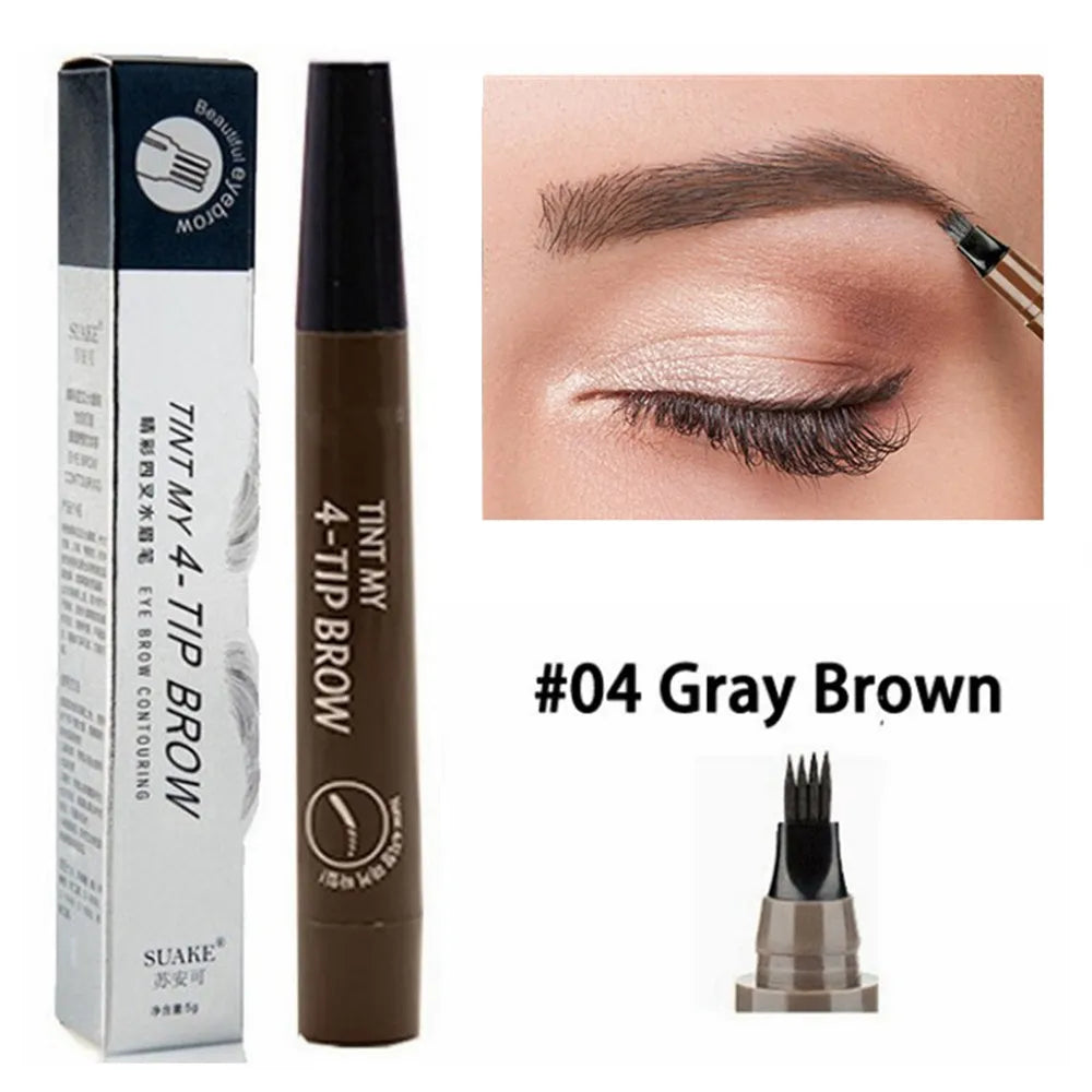 5-Color Waterproof Microblading Eyebrow Pen – 4-Tip Precision
