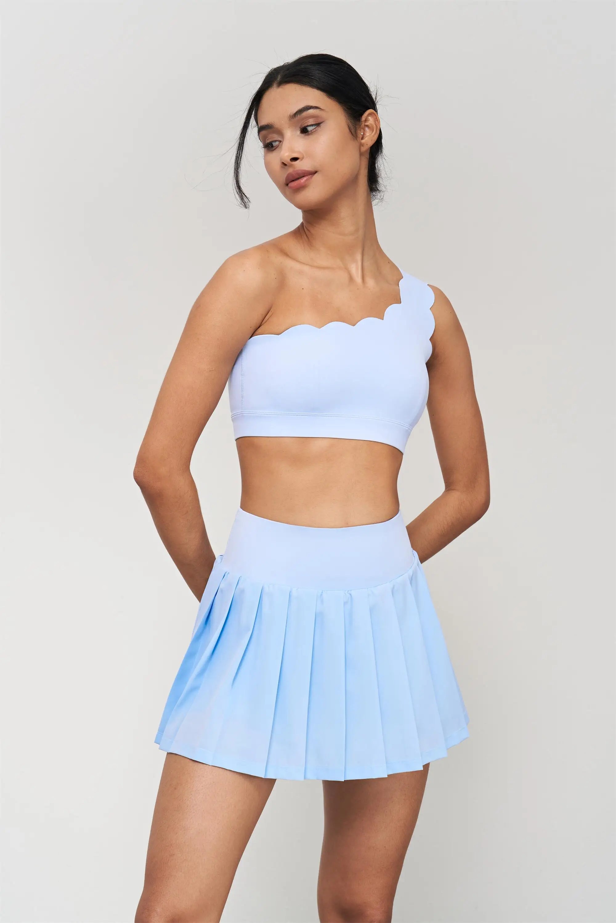 Women's Seamless Lycra Workout Set – Sports Bra, Leggings & Skirt