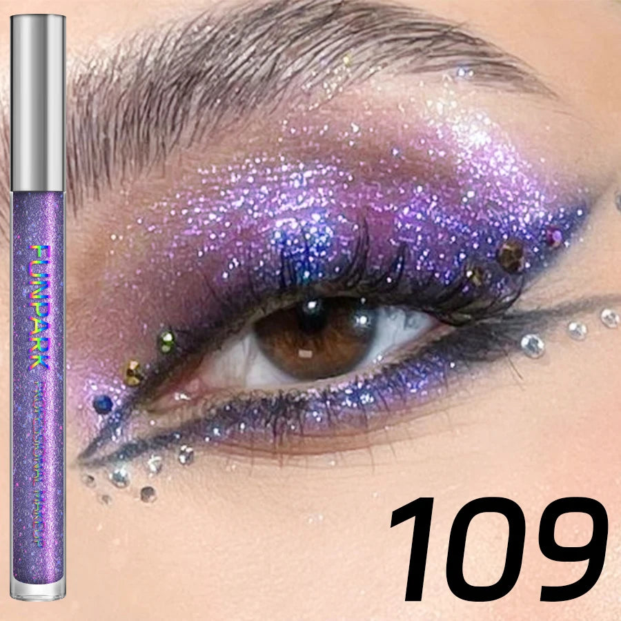 Colorful Liquid Eyeshadow & Glitter Eyeliner – Long-Lasting Shimmer