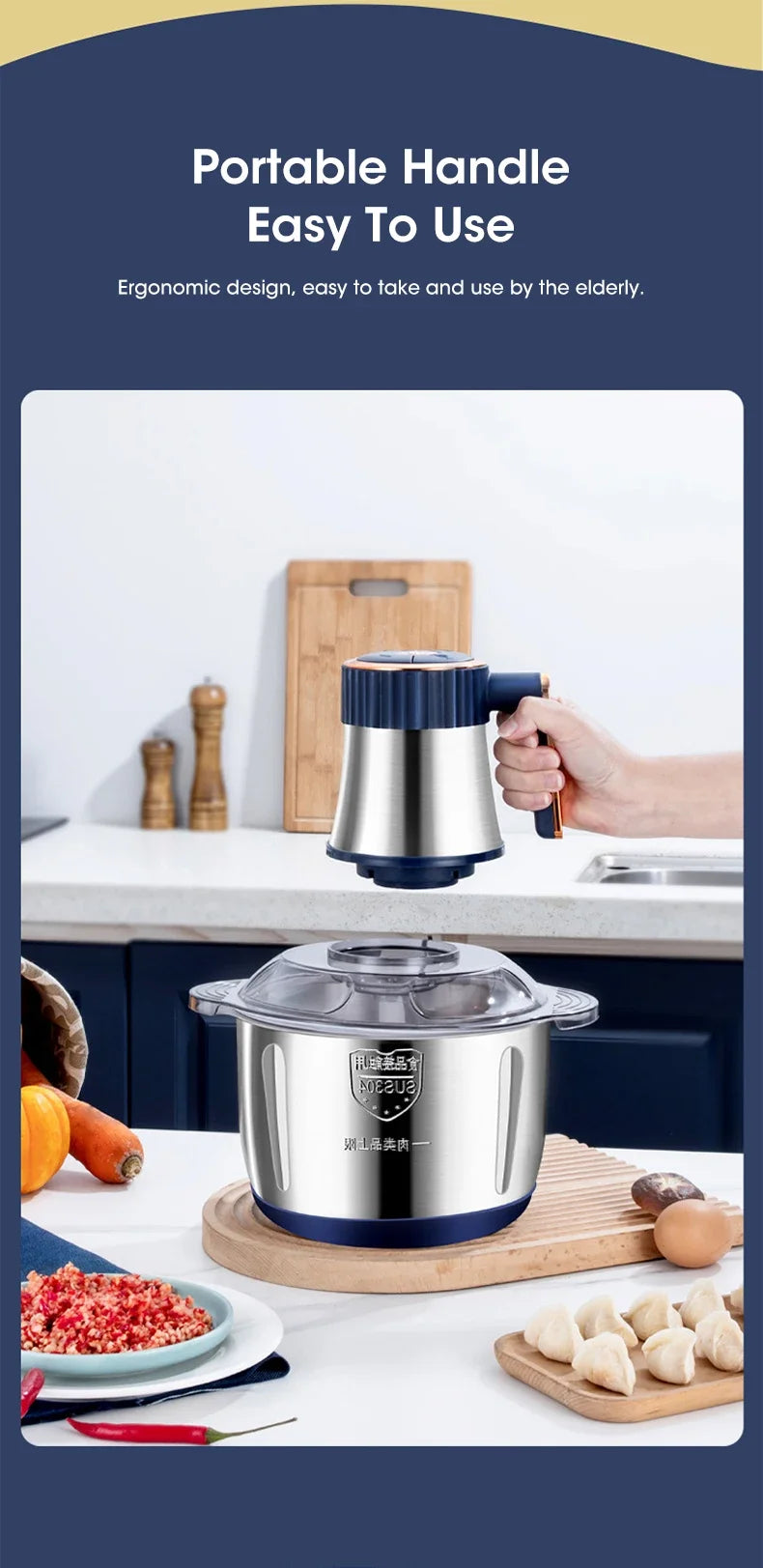 5L Electric Meat Grinder & Food Chopper – Stainless Steel Multifunctional Kitchen Processor