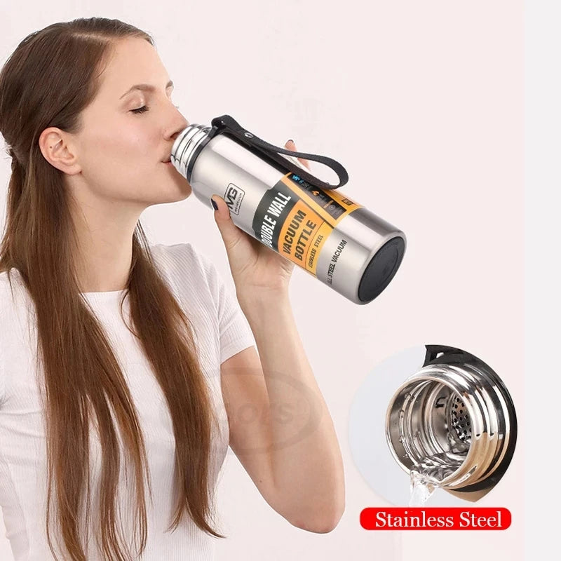 304 Stainless Steel Large-Capacity Thermos Bottle with Rope