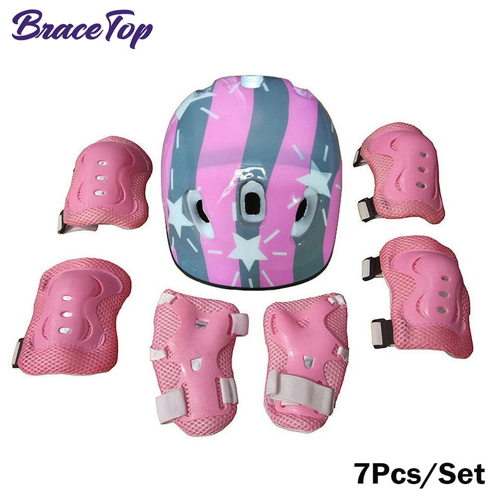 7PCS Kids Protective Gear Set – Knee & Elbow Pads with Wrist Guards