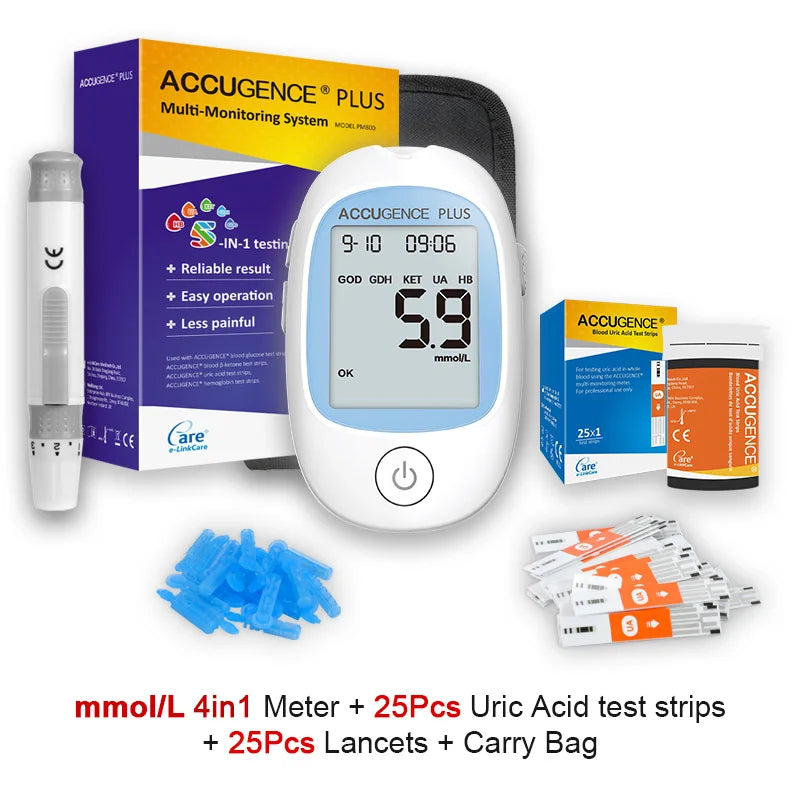 Multifunction Monitor Hemoglobin Blood Ketone Glucose Uric Acid Meter Test Strip