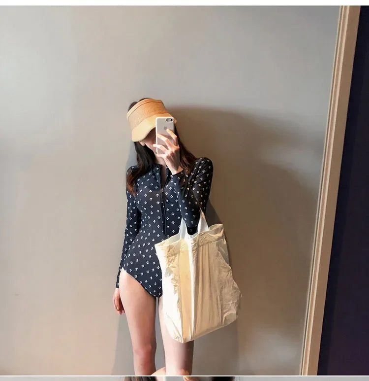 2024 Sexy Long Sleeve One-Piece Swimsuit – Slim & Sun-Protective