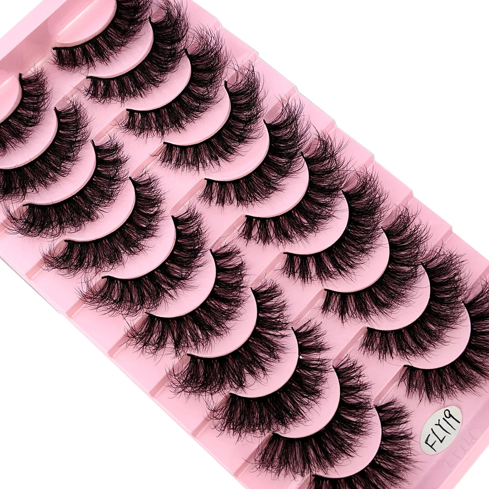 10 Pairs Faux Mink 3D Curly Eyelashes – Handmade Natural Look