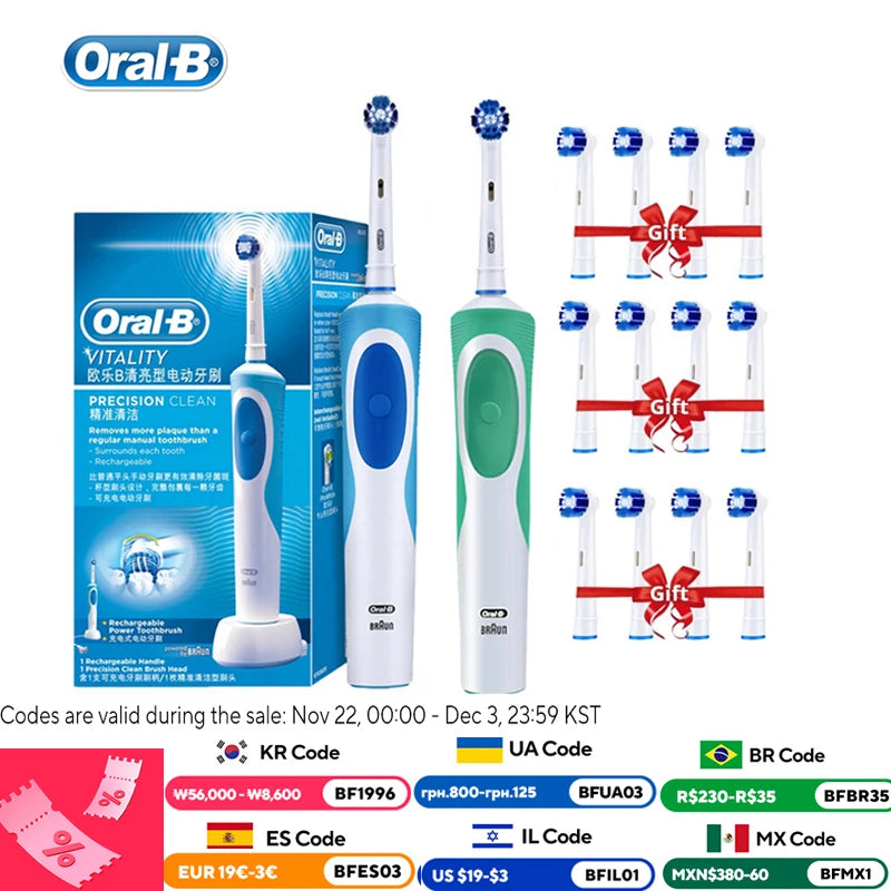 Oral B Electric Toothbrush Adult Rotation Clean Teeth Charging Tooth Brush 3D Whiten Teeth Oral Care Brush With Gift Brush Heads