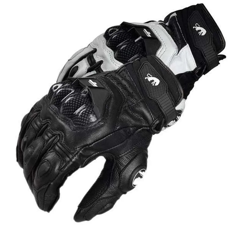 Motorcycle Gloves Black Racing Genuine Leather: