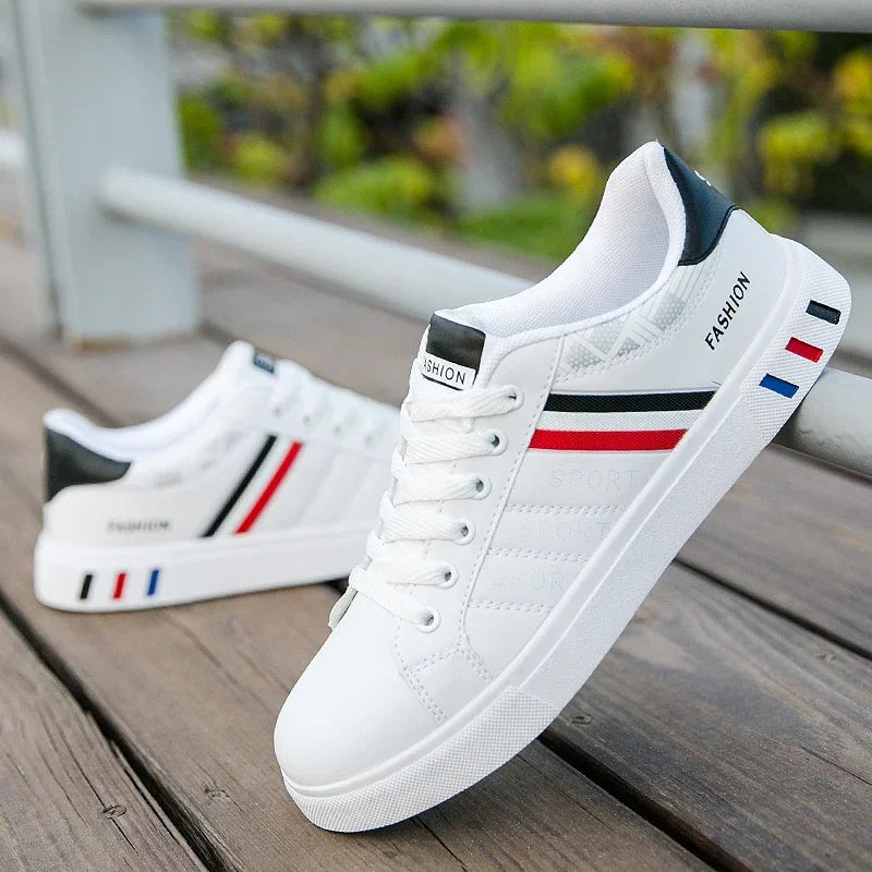 2024 Men's Fashion Casual Sneakers – Lace-Up White Vulcanized Shoes