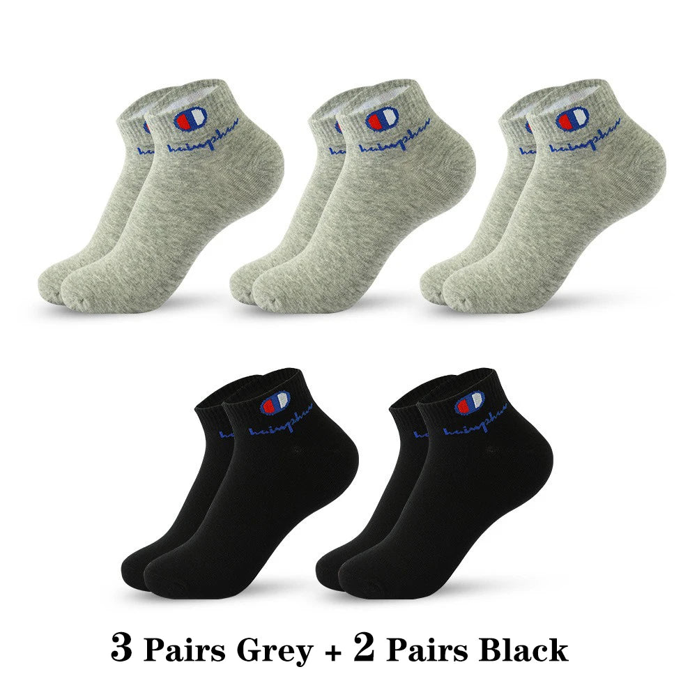 5 Pairs Men's Breathable Cotton Ankle Socks