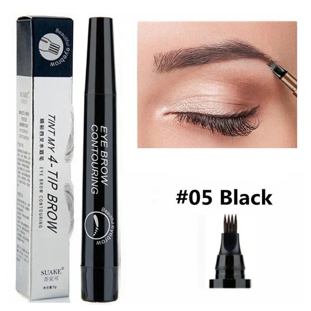 5-Color Waterproof Microblading Eyebrow Pen – 4-Tip Precision