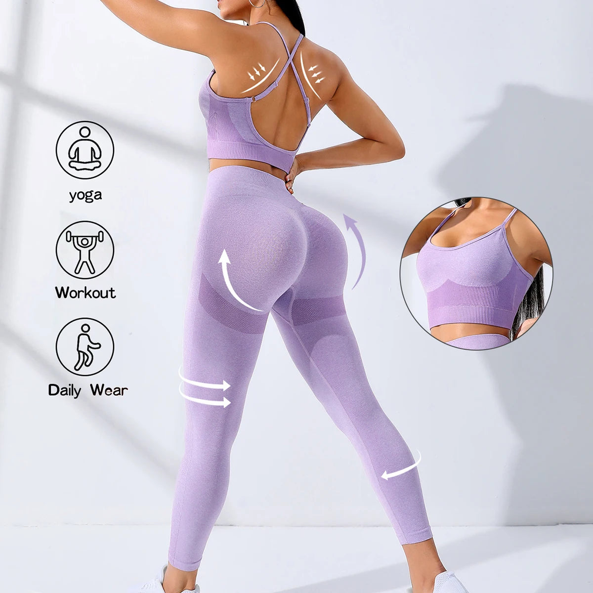 Women's Seamless Yoga Set – Stretch Sports Bra & Leggings