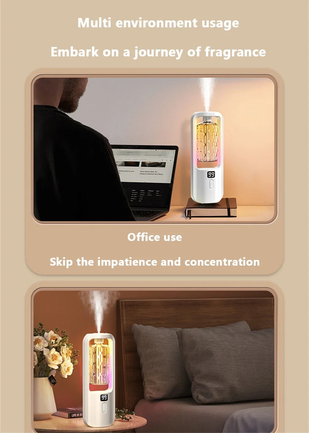 Aroma Diffuser Humidifier – Essential Oil Aromatherapy Machine for Bedroom, Bathroom & Hotel