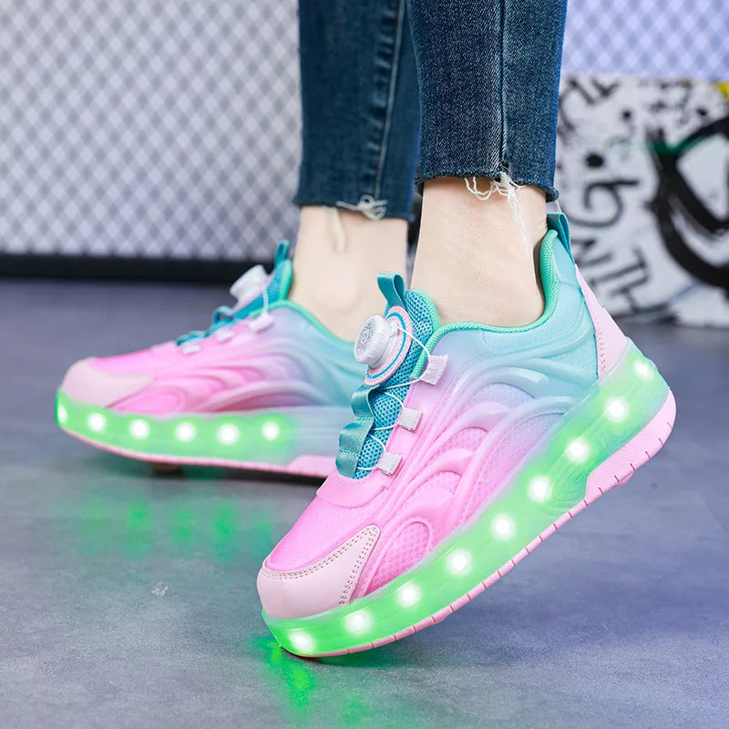 LED Light Roller Skate Shoes for Kids – Glowing Sneakers