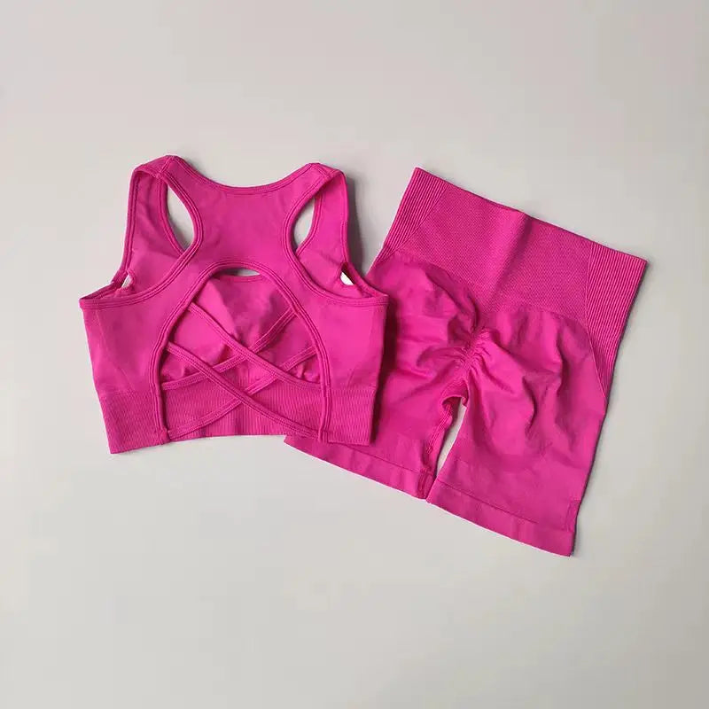 Women's Seamless Yoga Set – Sport Bra & High-Waist Shorts