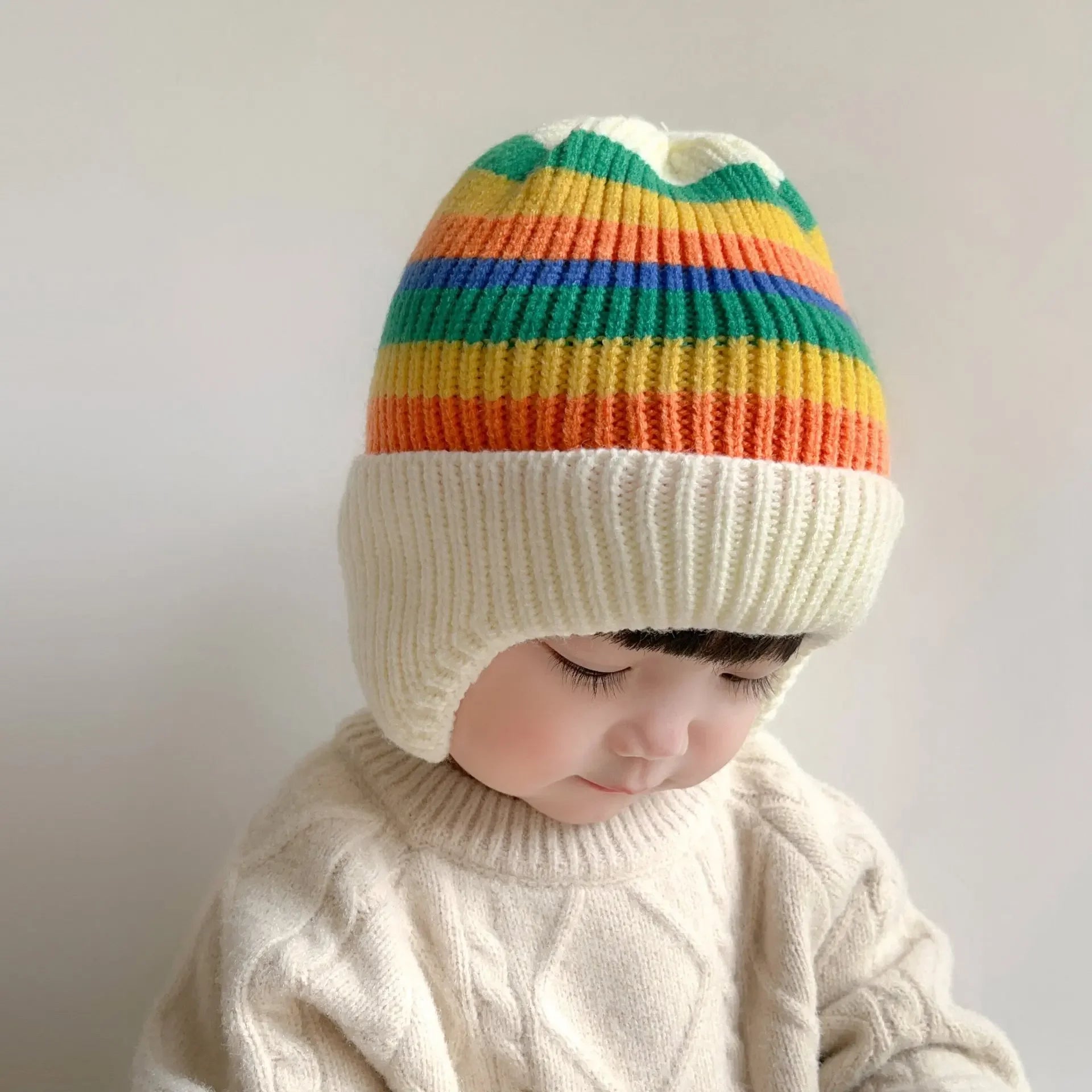 Baby wool hat cute bear ear protection hat children winter