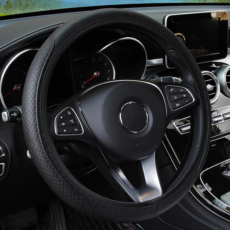 Universal Microfiber Leather Steering Wheel Cover (37-39cm)