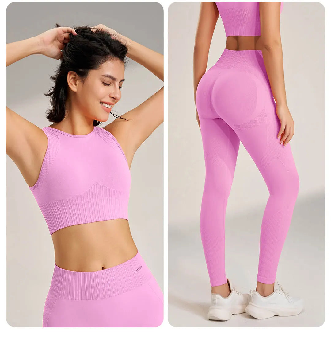 Women's Seamless Yoga Set – High-Waisted Leggings & Top