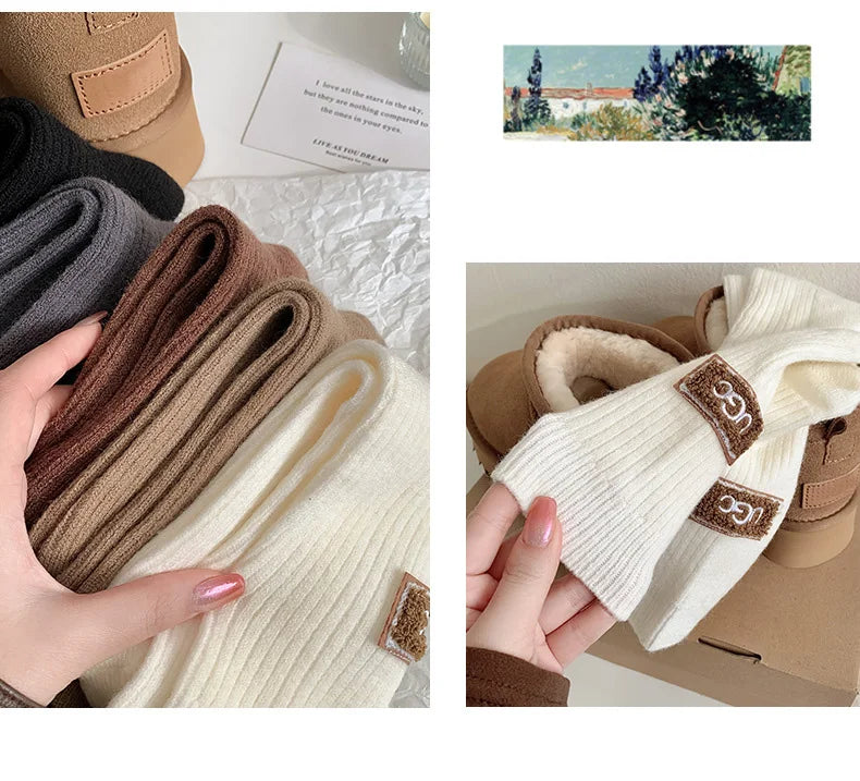 5 Pairs Winter Cashmere Wool Socks for Women: