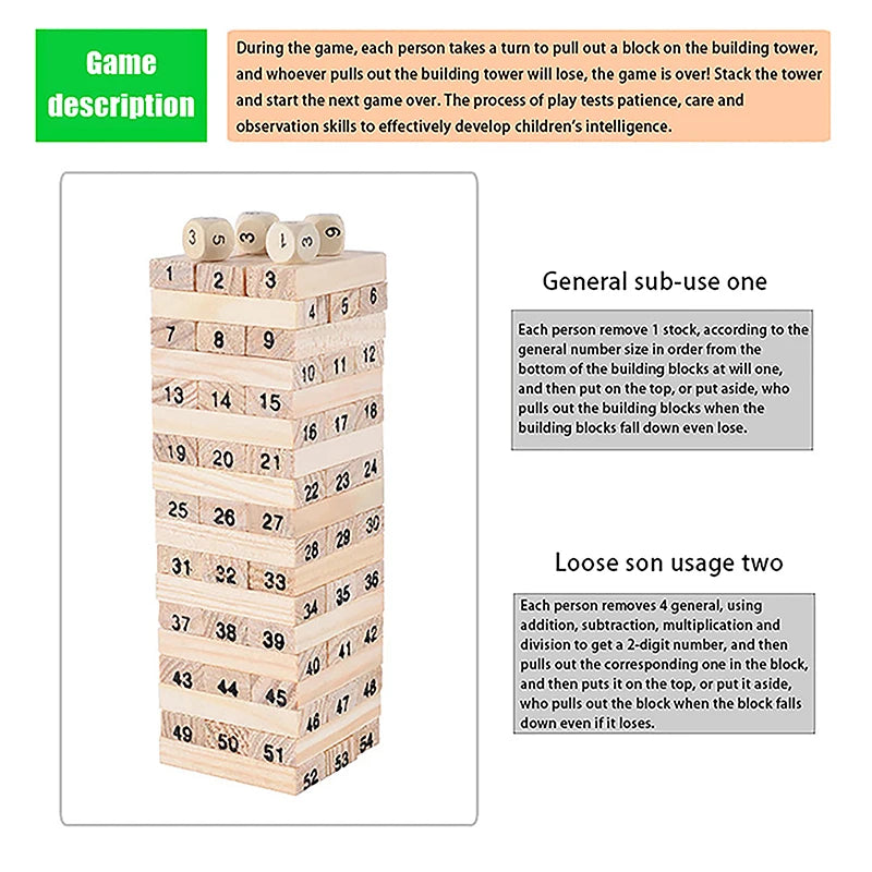 Solid Wood Stacking Tower Game – Interactive Family Puzzle Toy