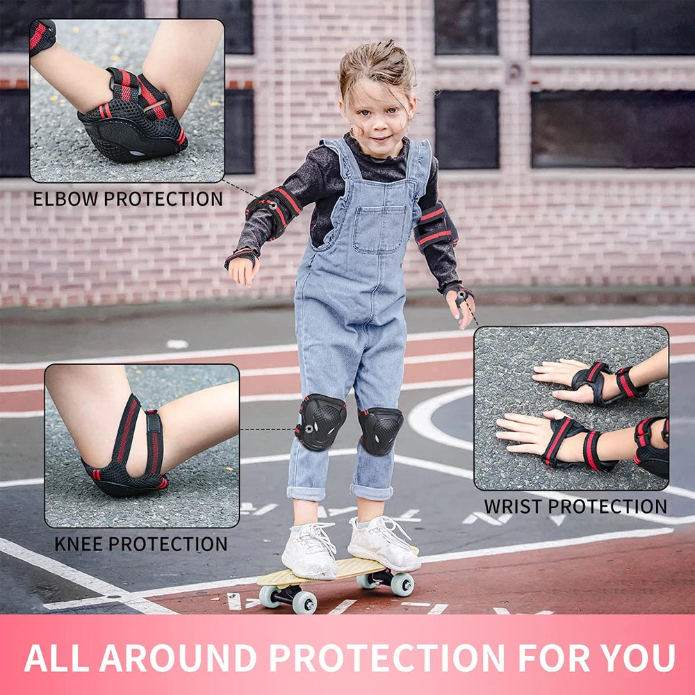 7PCS Kids Protective Gear Set – Knee & Elbow Pads with Wrist Guards