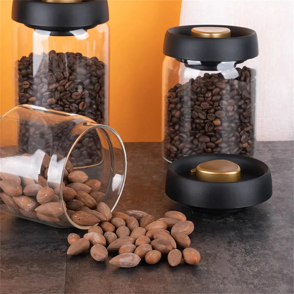 Coffee Beans Vacuum Sealed Glass Storage Jar