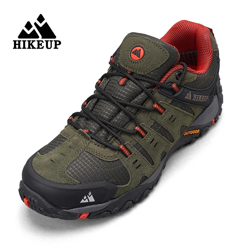 HIKEUP Men’s Suede Leather Hiking Shoes – Outdoor Trekking Sneakers