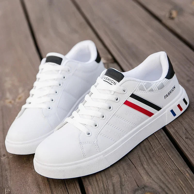 2024 Men's Fashion Casual Sneakers – Lace-Up White Vulcanized Shoes