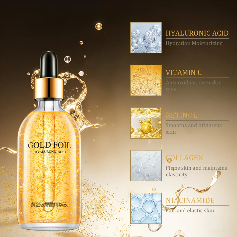 100ml 24K Gold Hyaluronic Acid Face Serum – Anti-Aging & Whitening Essence