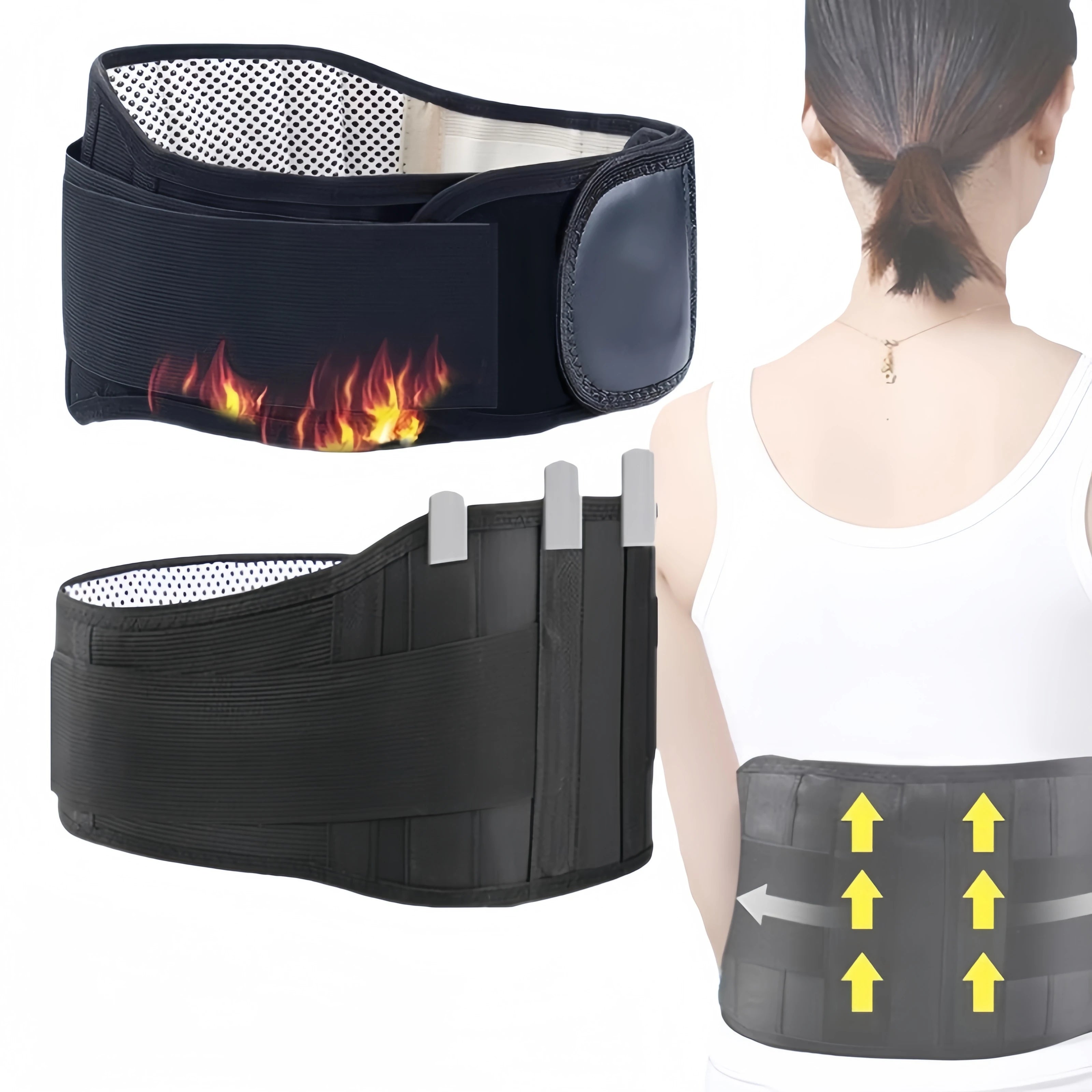 Adjustable Tourmaline Self-Heating Magnetic Therapy Lumbar Support Belt