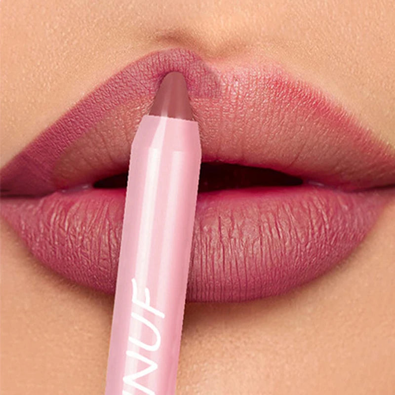 18-Colors Lipstick Pencil - Waterproof Sexy Red Matte Lip Contour Tint