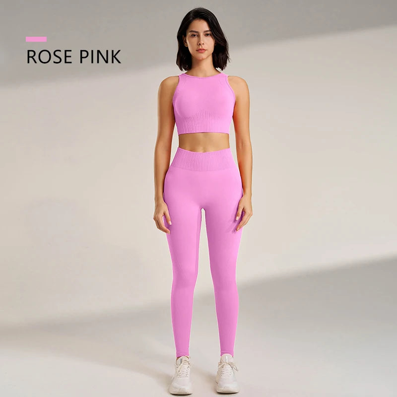 Women's Seamless Yoga Set – High-Waisted Leggings & Top