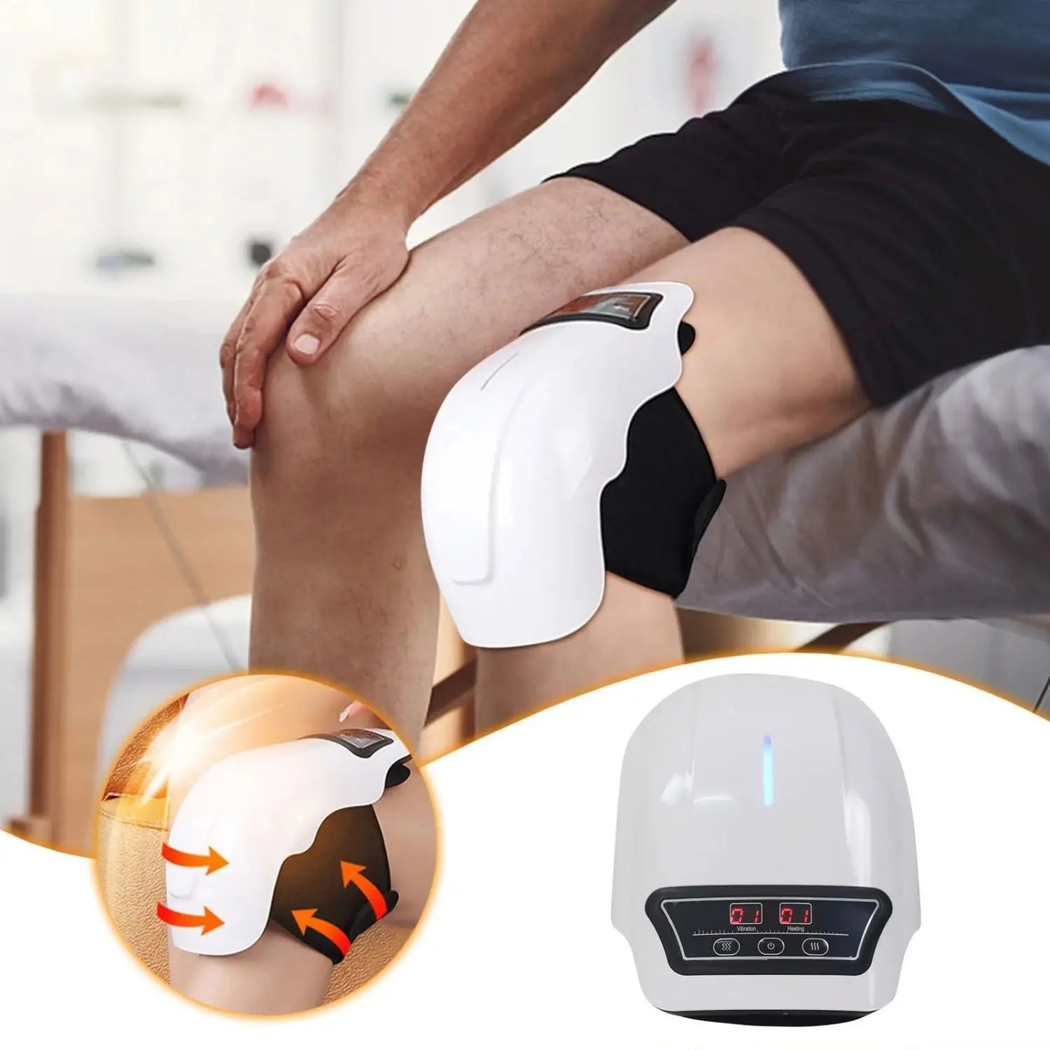 Wireless Heated Knee Massager – Vibration & Hot Compress Therapy