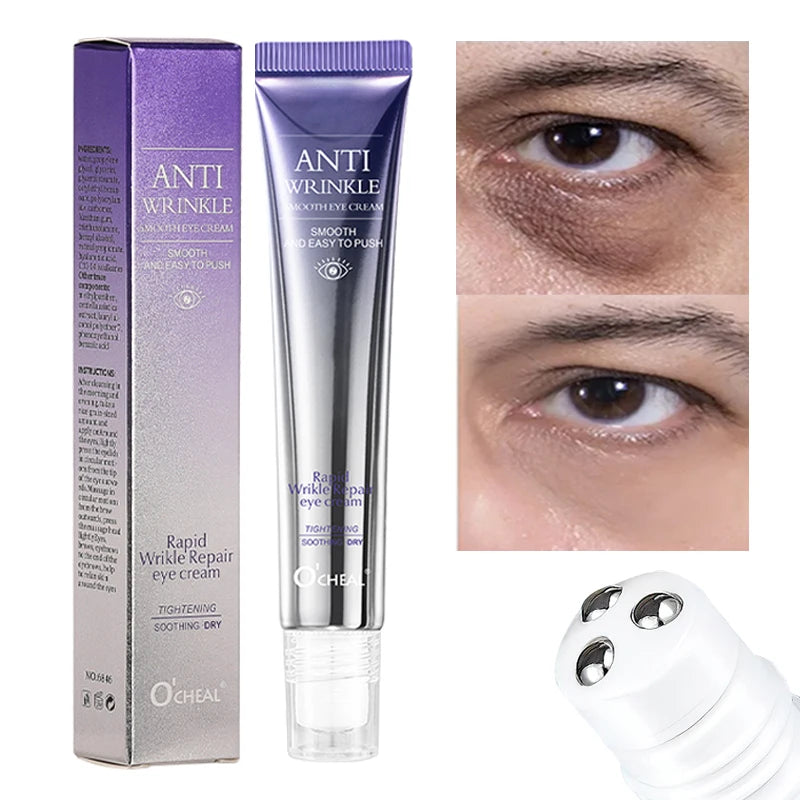 O'CHEAL Anti Wrinkle Anti Dark Circle Eye Cream Roller Massager Moisturizing Eye Bags Anti Aging Hyaluronic Acid Eye Skin Care